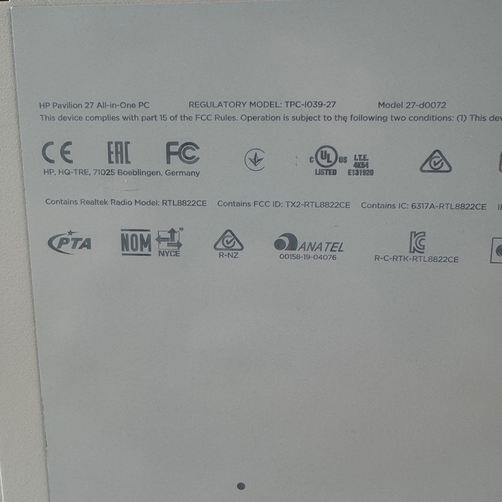 HP 27-d0072 All-in-One Intel Core i7 Works w/ External Monitor Bad LCD Screen - Picture 4 of 8